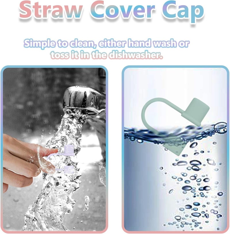 GGDECA 7Pcs Straw Cover Cap for Stanley Cup,Simple 10mm(0.4inch) Silicone Straw Toppers for Stanley 40&30oz Tumbler Accessories-Multicolor - Image 5